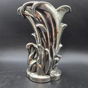 McCoy Pottery Metallic Antiqua Swan Vase Vintage Made in USA